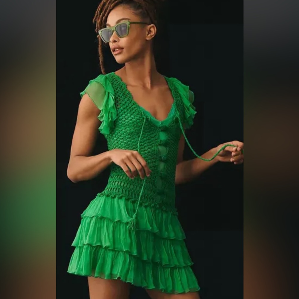 Love The Label Kelly Green Crochet Dress